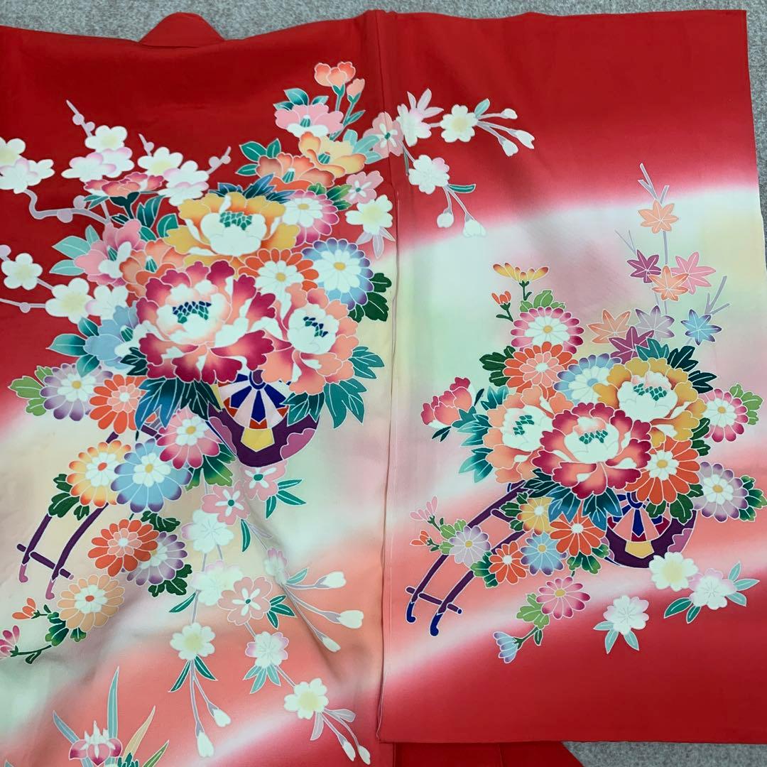 りゆり新品、最高級正絹産着京友禅手描き美術、特撰加賀五彩染、祝い四季花車