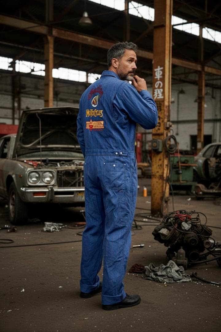 【月末セール】≪Indian Motocycles≫ヒッコリースストライプつなぎ