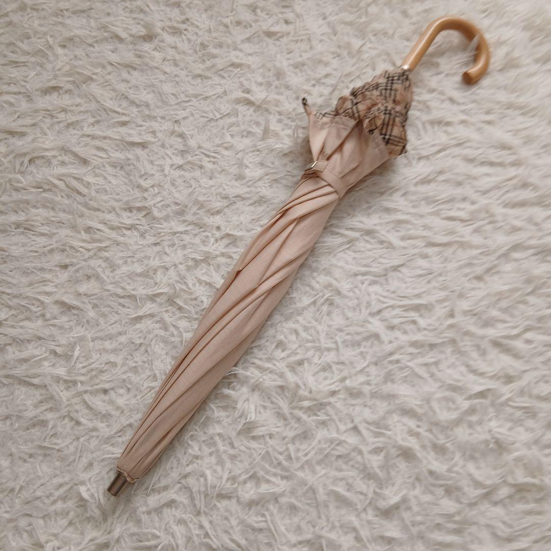 【BURBERRY】希少　オーロラ社製　フリル　ノバチェック　長傘　日傘