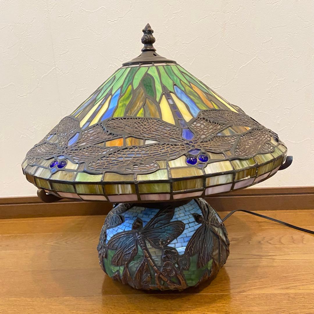 アンティーク　ステンドグラス　卓上ランプ　トンボ　とんぼ　ティファニータイプ