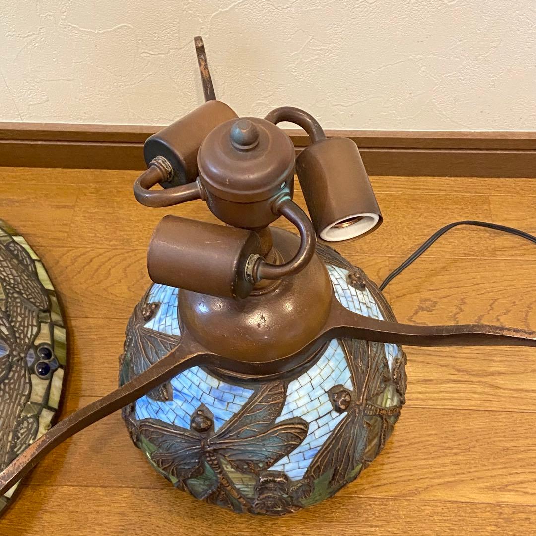 アンティーク　ステンドグラス　卓上ランプ　トンボ　とんぼ　ティファニータイプ