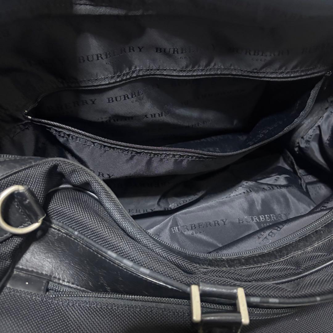 【希少】バーバリーゴルフ 2way ボストンバッグ ブラック ロゴ レザー