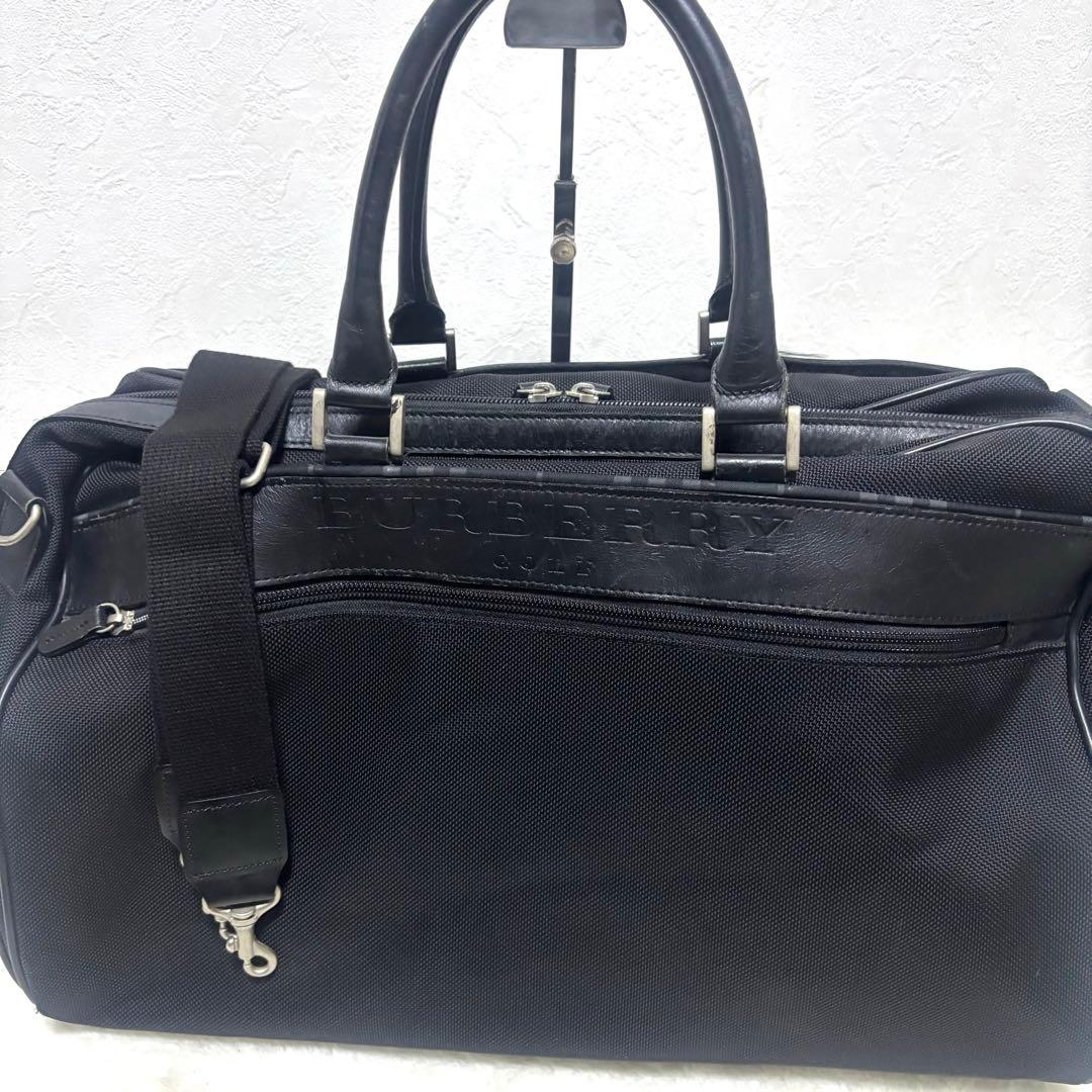 【希少】バーバリーゴルフ 2way ボストンバッグ ブラック ロゴ レザー