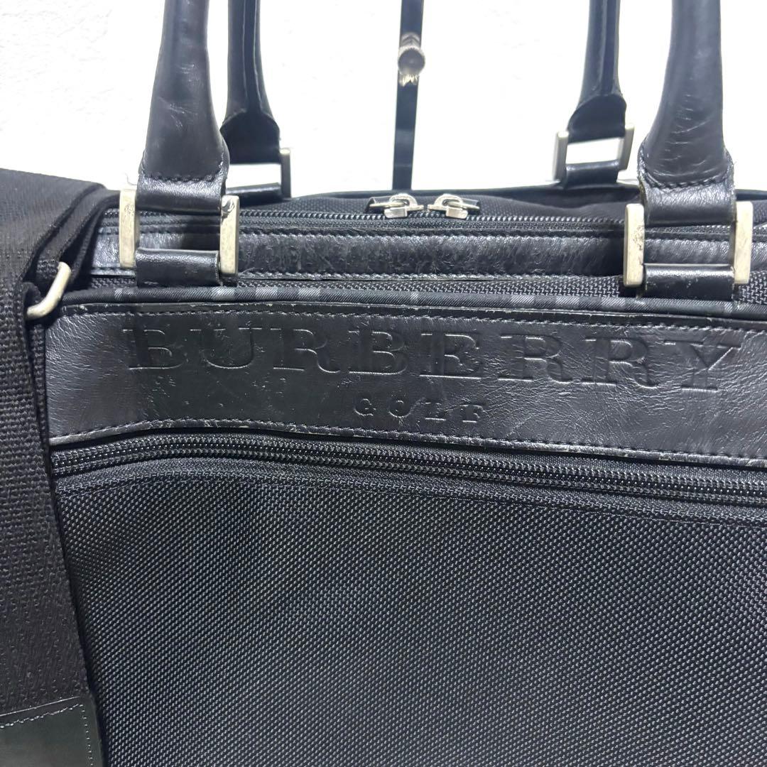 【希少】バーバリーゴルフ 2way ボストンバッグ ブラック ロゴ レザー