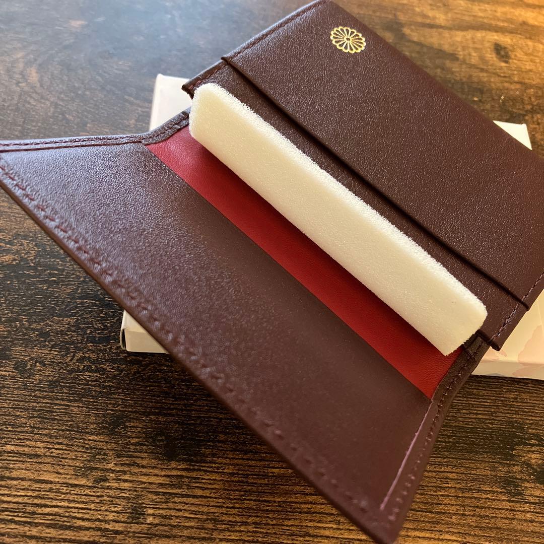 【匿名/即発送】皇居 名刺入れ 赤色 ワインレッド　皇居財布 箱入り