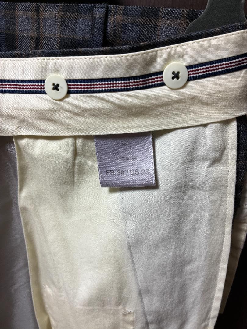 BERNARD ZINSベルナールザンスチェック柄プリーツワイドパンツスラックス