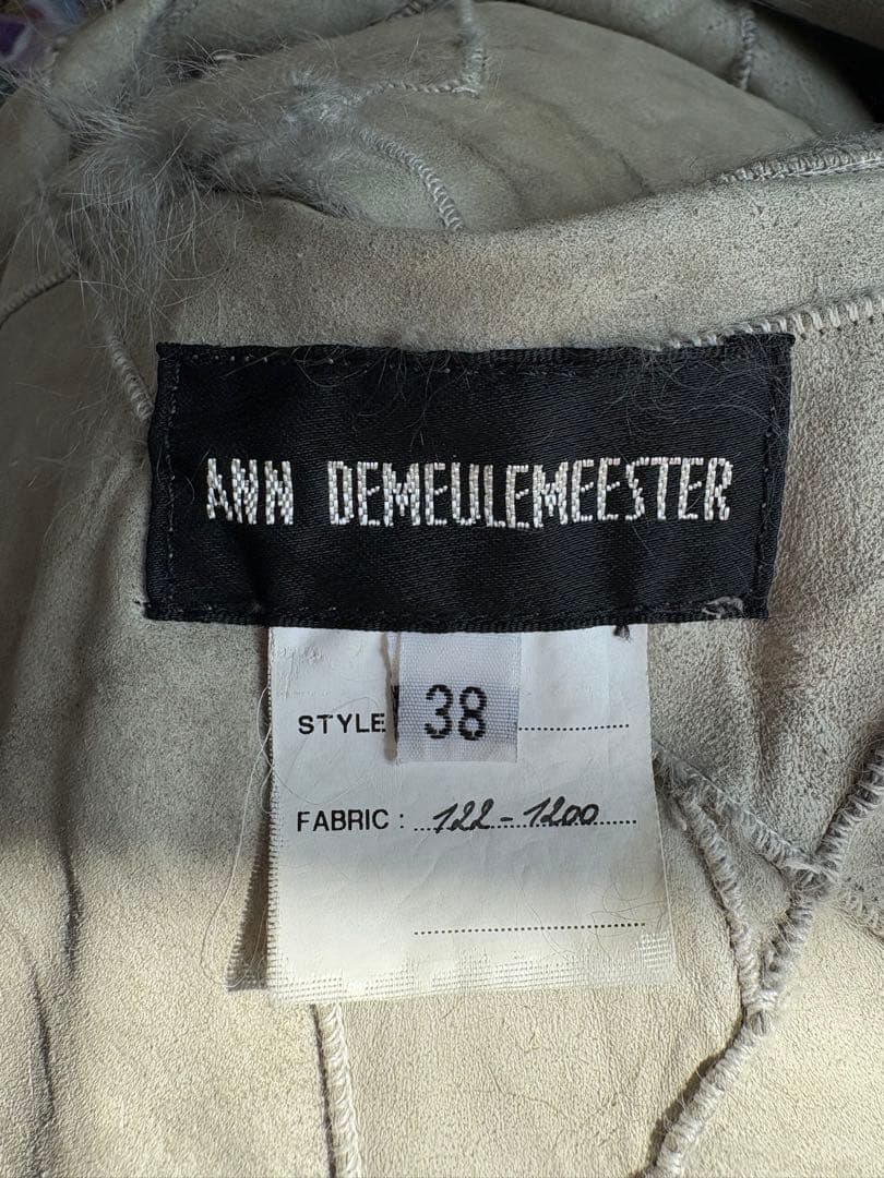 ANN DEMEULEMEESTER ムートン ファー スヌード レザー 初期