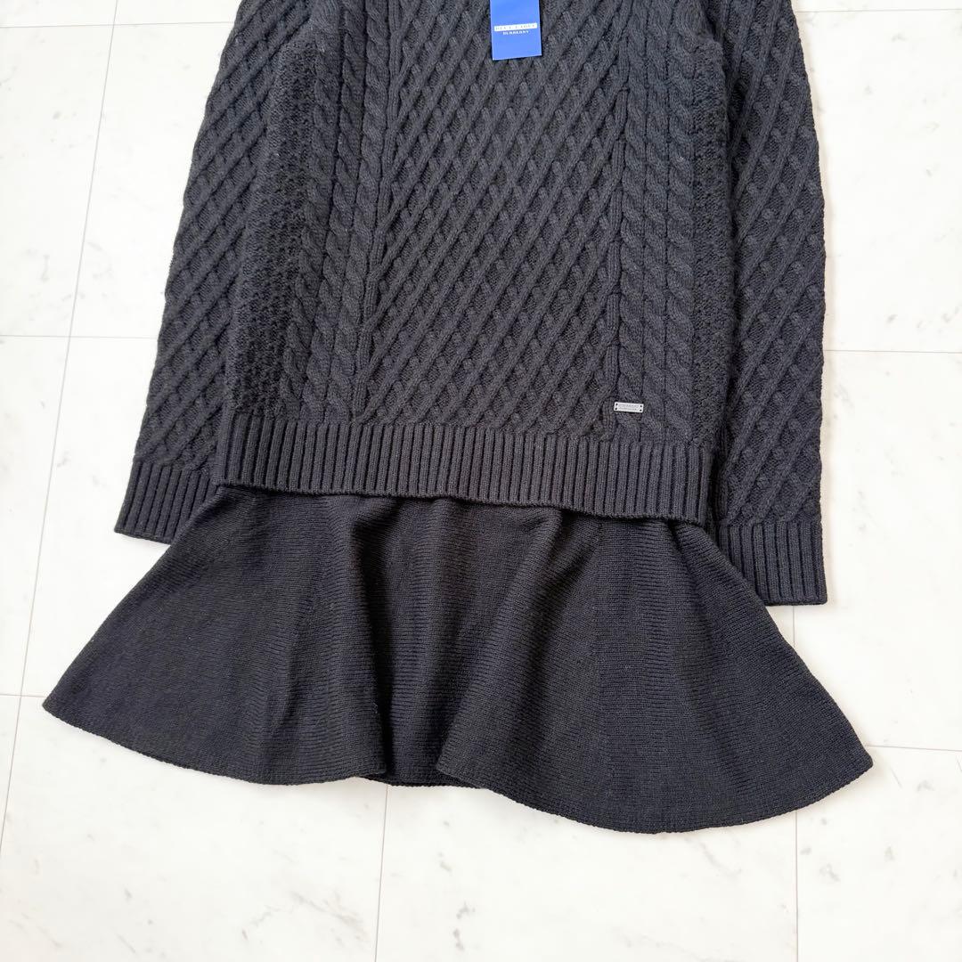 新品❤️BURBERRY BLUE LABEL ケーブルニットワンピース　黒　M