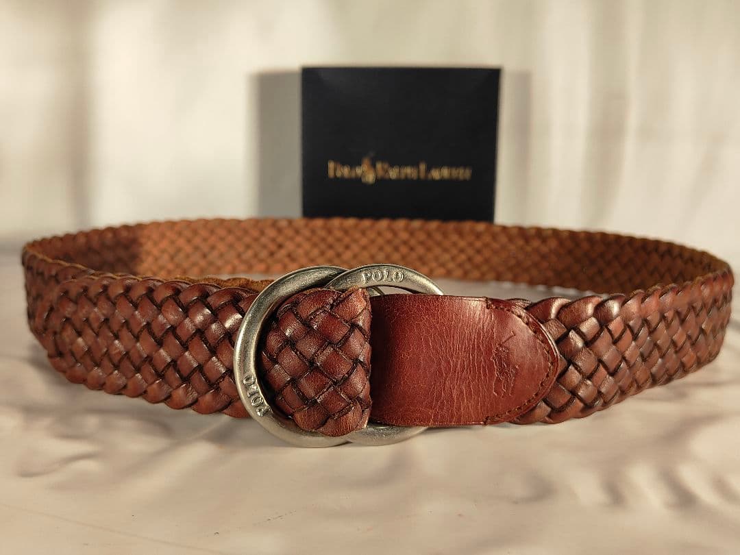 【ヴィンテージ】PRL ポロラルフローレン　高級ダブルリング編み込みドレスベルト