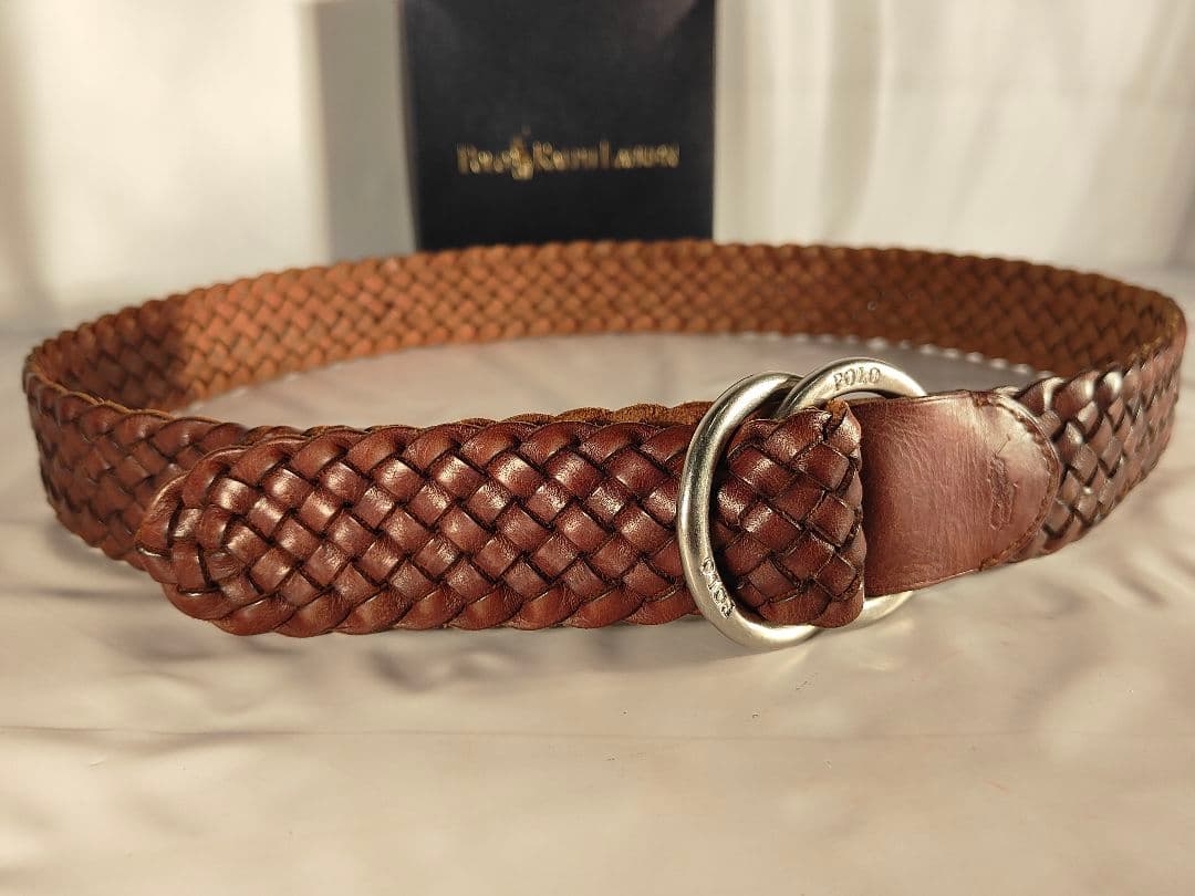 【ヴィンテージ】PRL ポロラルフローレン　高級ダブルリング編み込みドレスベルト