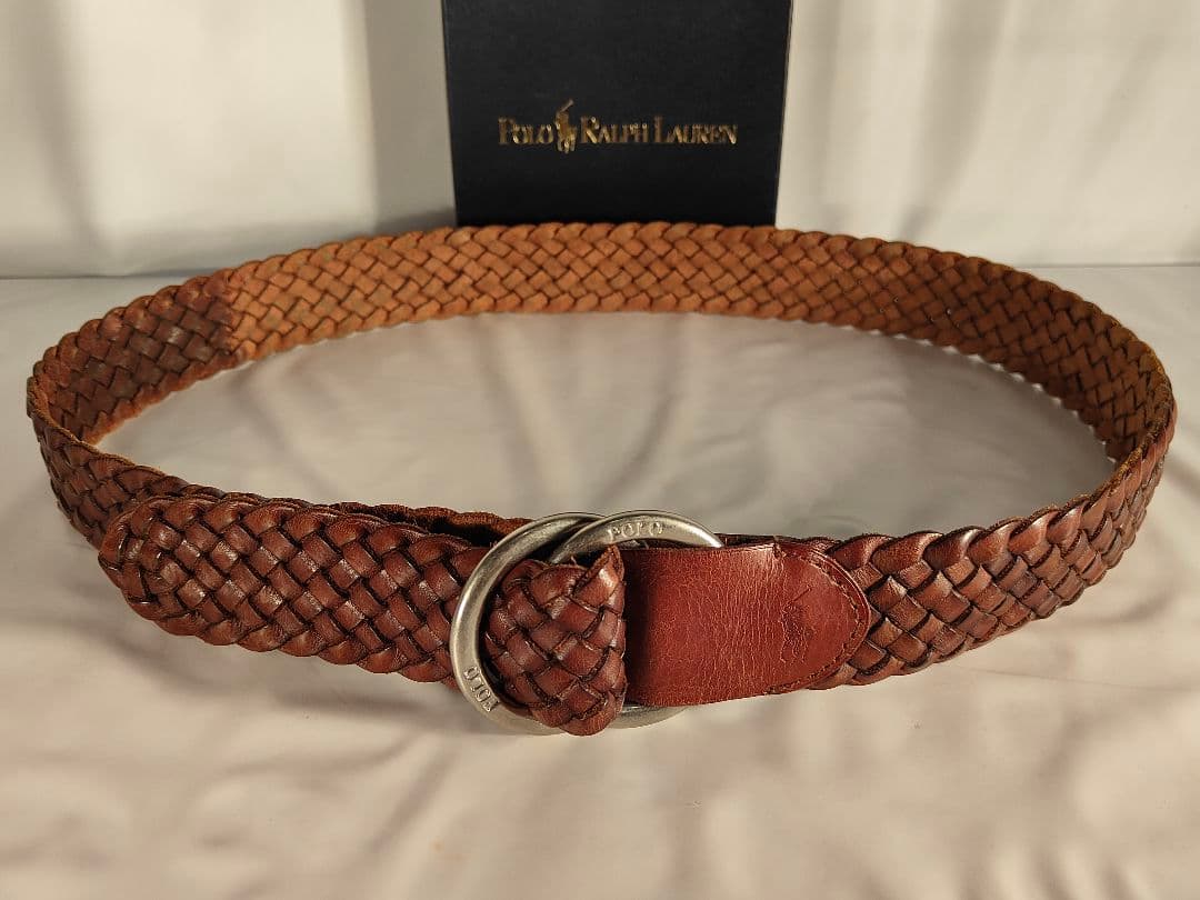 【ヴィンテージ】PRL ポロラルフローレン　高級ダブルリング編み込みドレスベルト