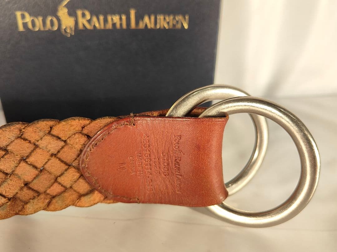 【ヴィンテージ】PRL ポロラルフローレン　高級ダブルリング編み込みドレスベルト