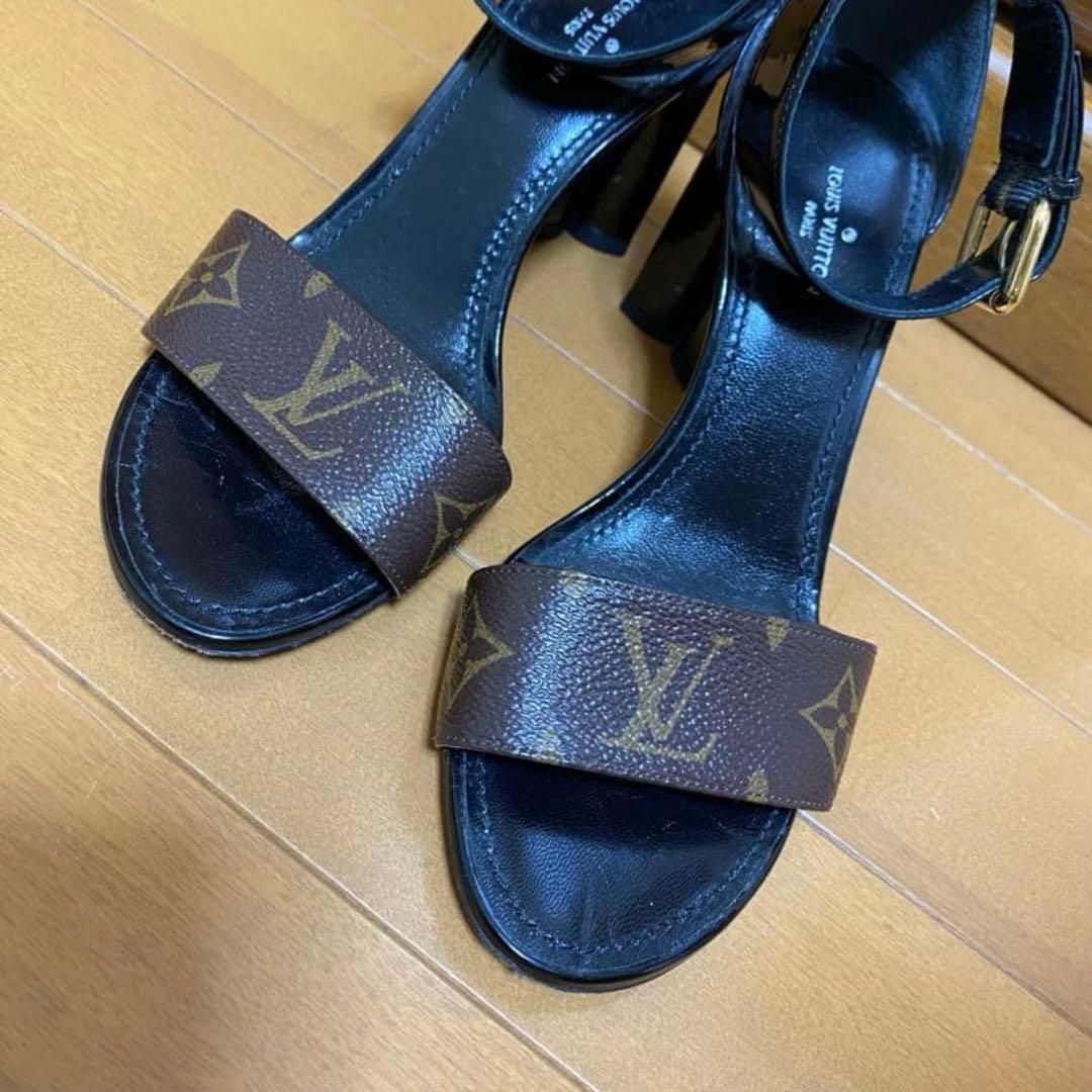 LOUIS VUITTON ヒール サンダル モノグラム 35 収納袋 保存袋