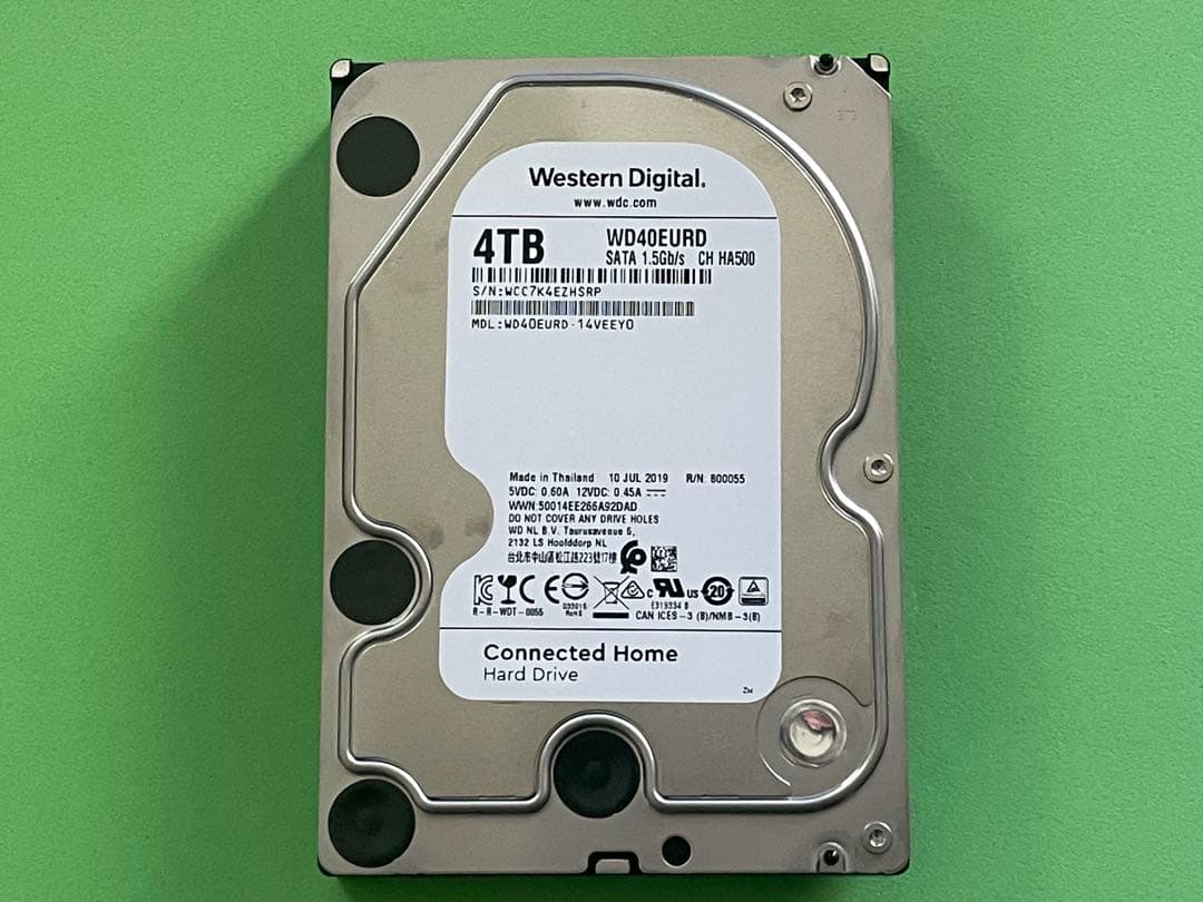 【希少品/使用時間０H】DIGA換装用 大容量 4TB HDD WD40EURD