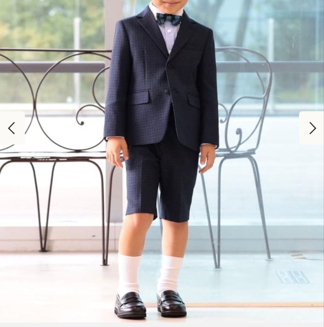 BEAMS mini セレモニー スーツ セットアップ 120 ネイビーチェック