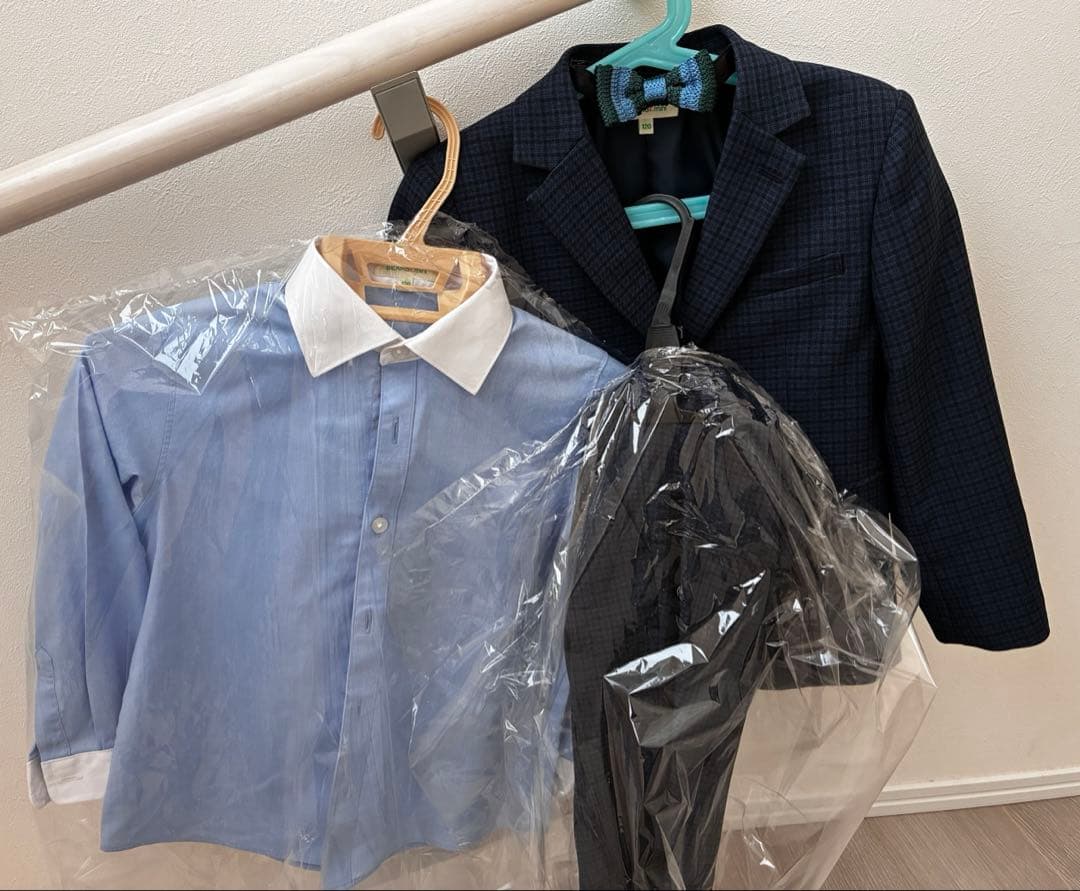 BEAMS mini セレモニー スーツ セットアップ 120 ネイビーチェック