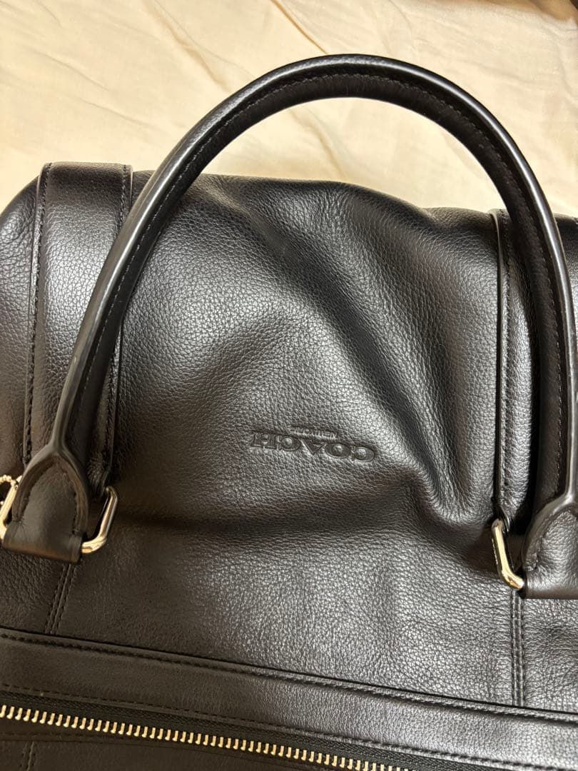 COACH 黒のレザー ボストンバッグ