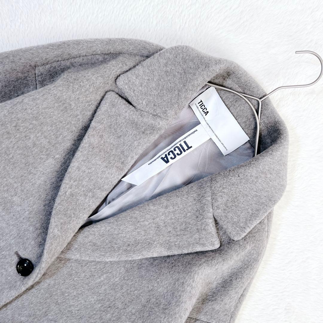 24AW✨ティッカ ウールショートコート ピーコート グレー 6.4万