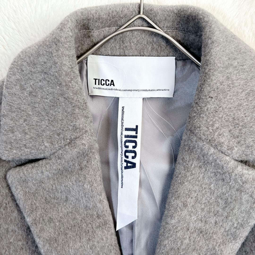 24AW✨ティッカ ウールショートコート ピーコート グレー 6.4万