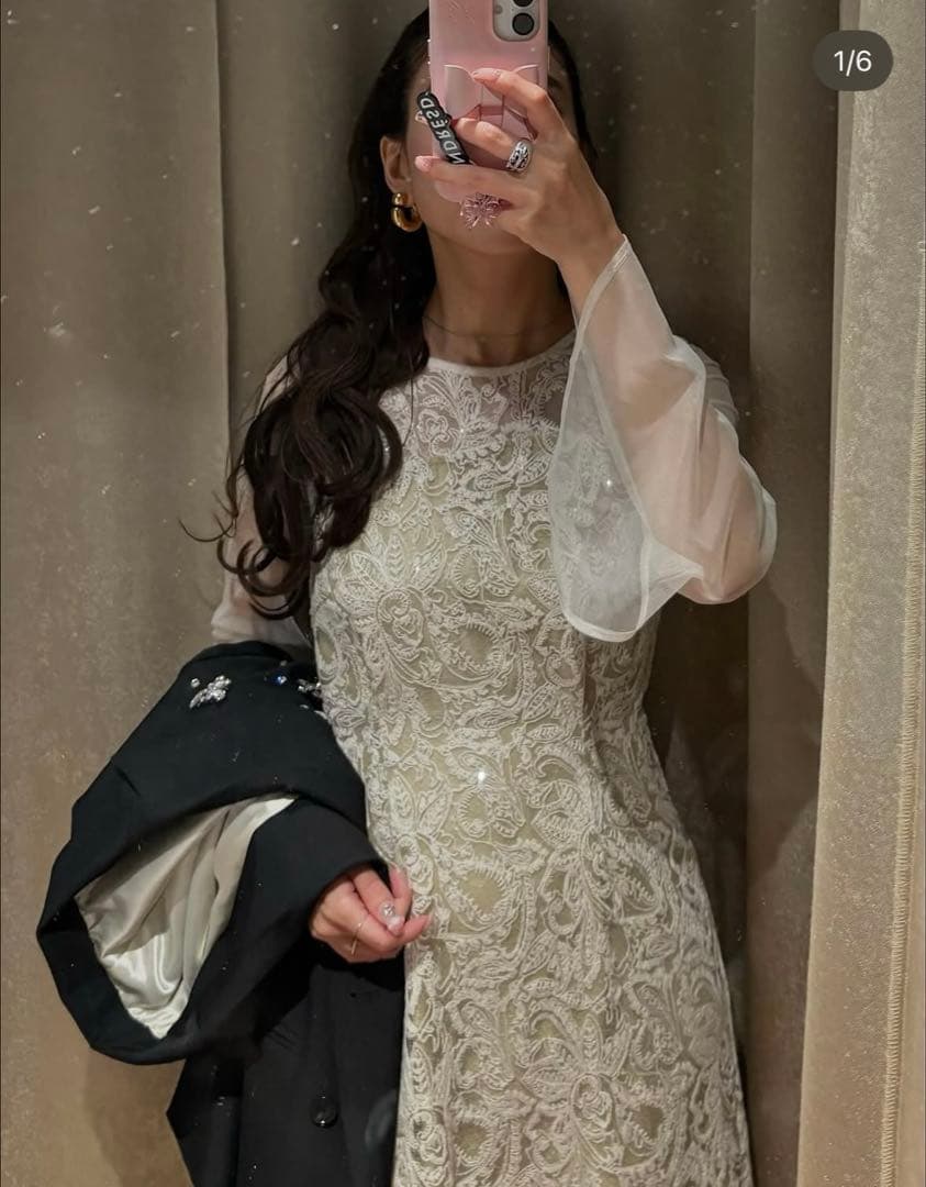 スーツ・フォーマル・ドレス ANDRESD/leaf embroidery back designdress