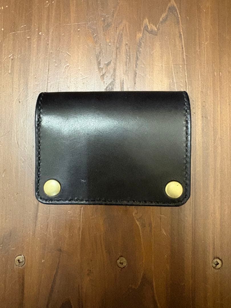 ショートトラッカーウォレット本革丘染めブラック茶芯　Trucker Wallet