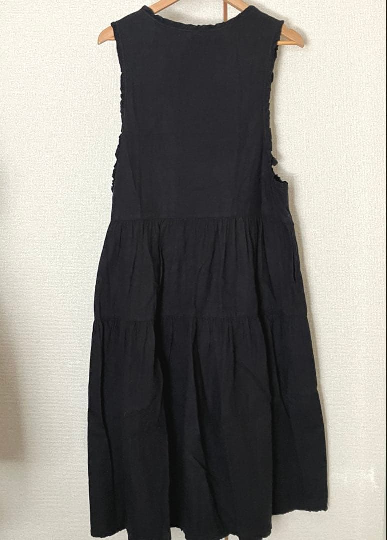 ピンクハウス 黒 フランネルジャンパースカート ワンピース ピンタック