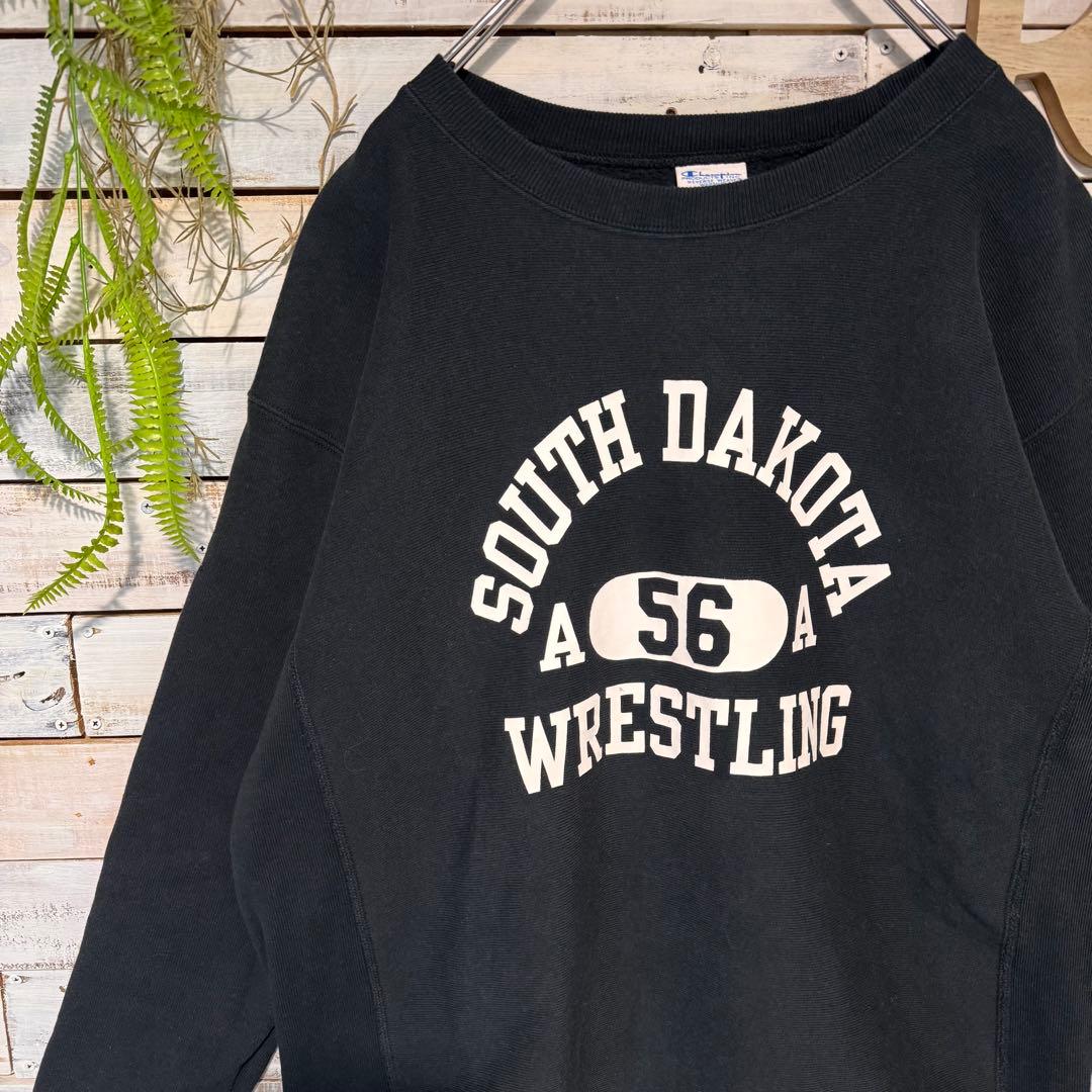 チャンピオン リバースウィーブ 青タグ 復刻 3段プリントスウェットXL 黒