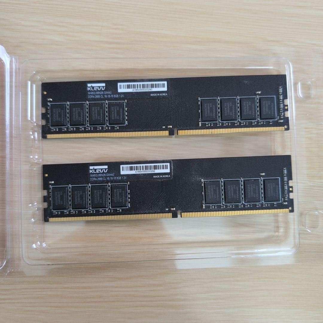 KLEVV DDR4-2666 8GB×2枚 16GBデスクトップPCメモリ