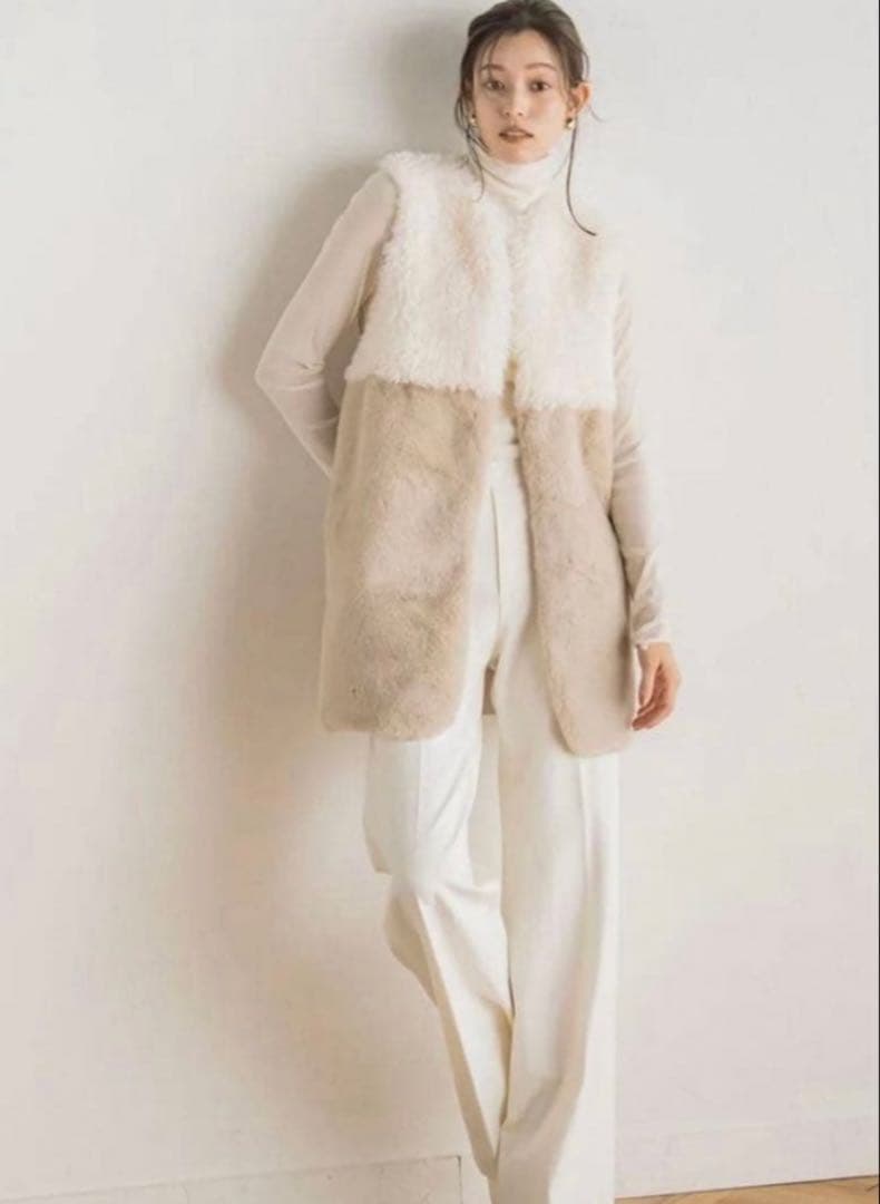 allureville★フェイクファーコンビニットジレ