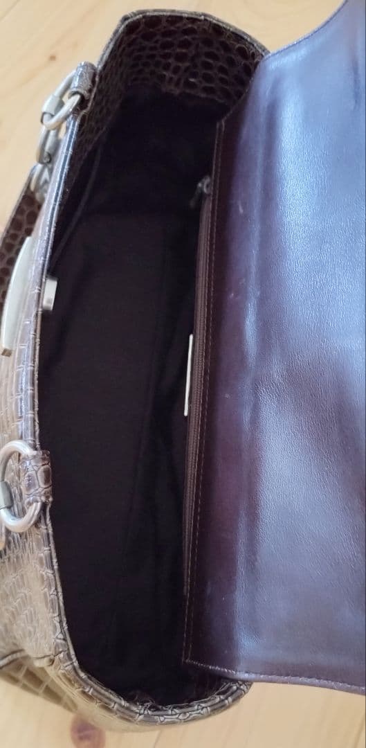 美品★サンローラン　ブラウン クロコダイル型押し　ハンドバッグ★