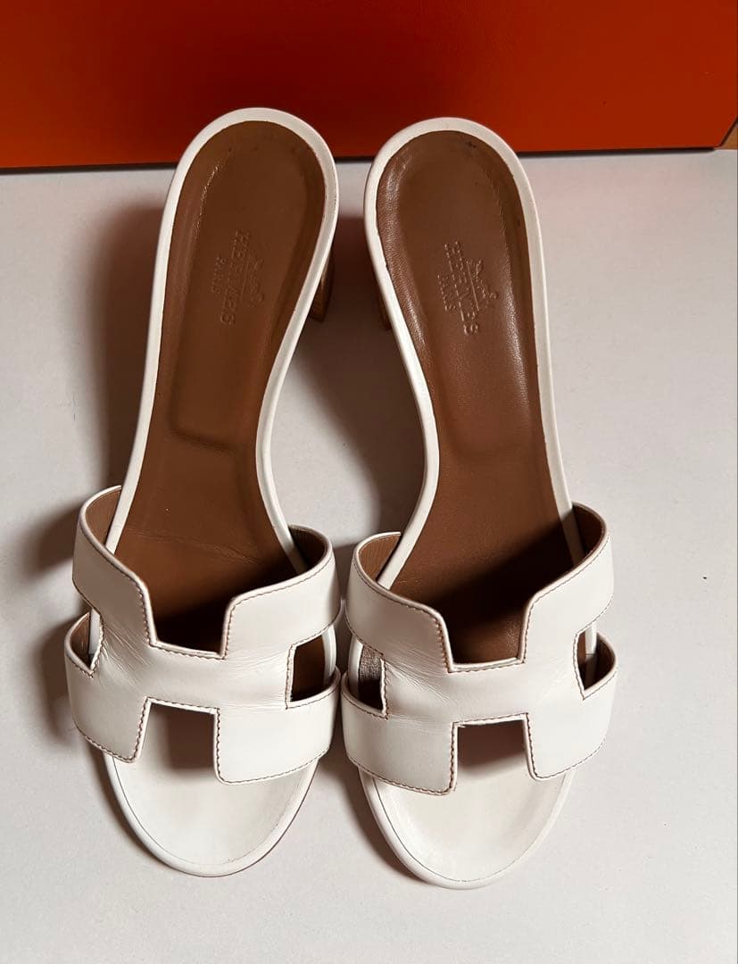 HERMES オアジス　ホワイト ミュール38