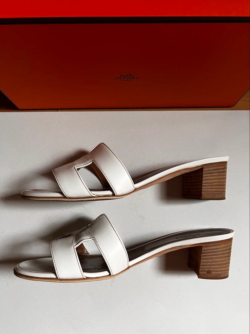 HERMES オアジス　ホワイト ミュール38