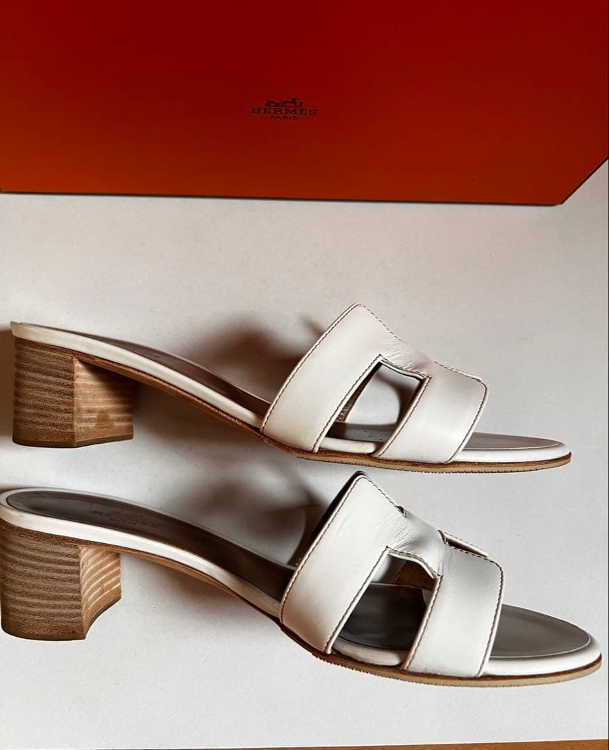 HERMES オアジス　ホワイト ミュール38