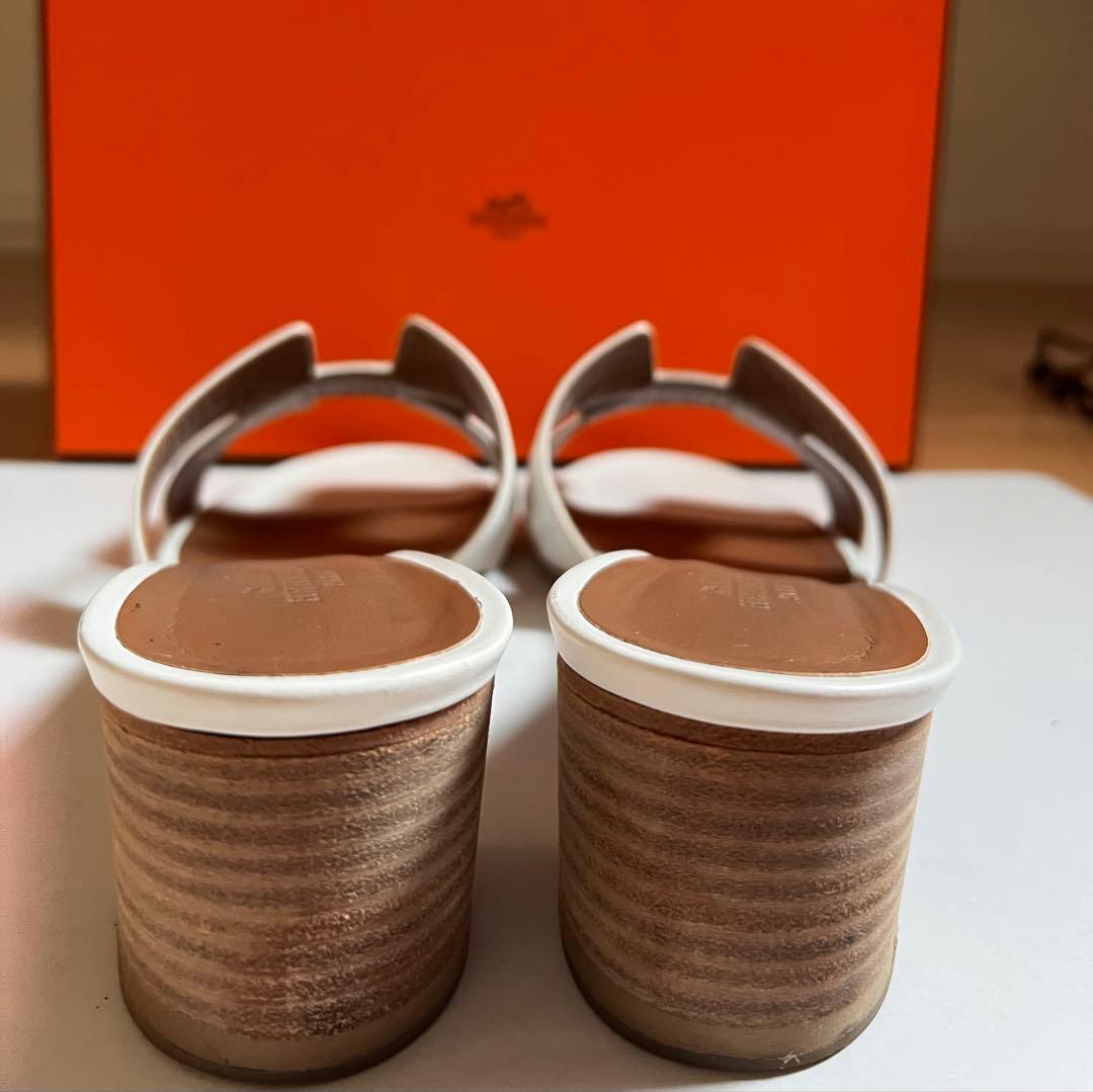 HERMES オアジス　ホワイト ミュール38