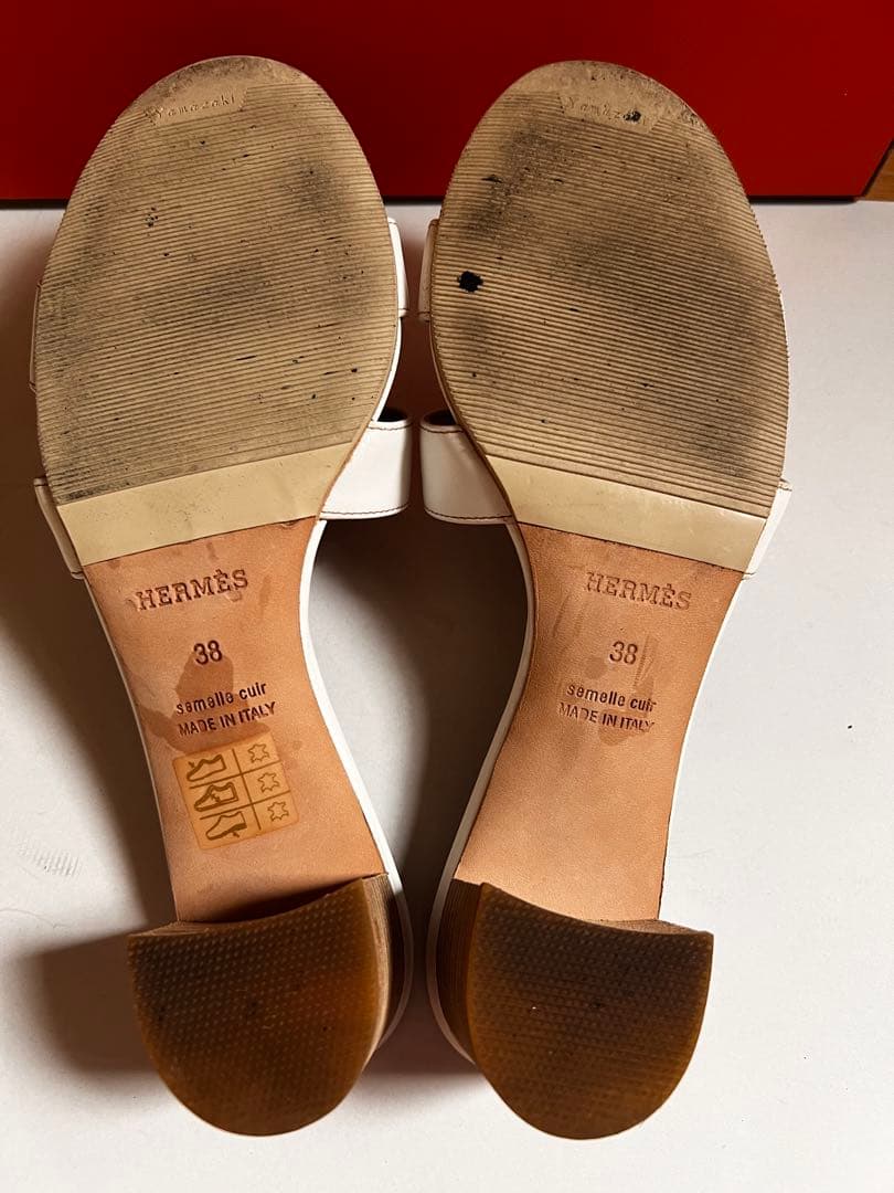 HERMES オアジス　ホワイト ミュール38