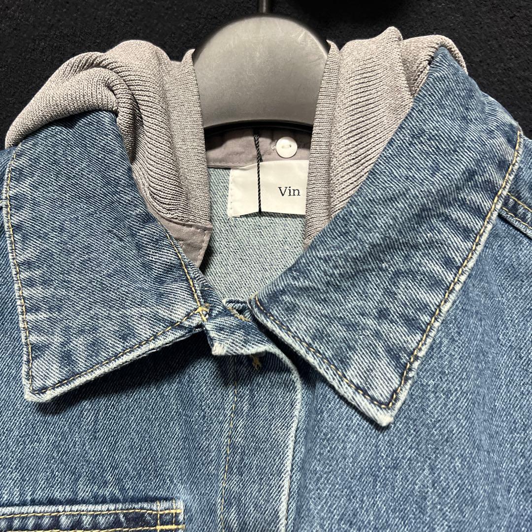 新品未使用タグ付き　定価22000円　Vin ニットドッキングデニムジャケット