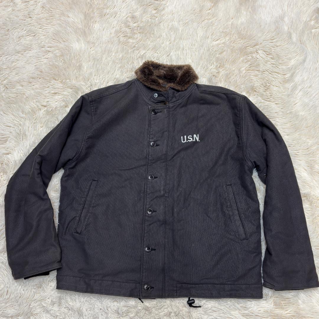 HOUSTON ヒューストン デッキジャケット　N1　黒　IDEALジップ　XL