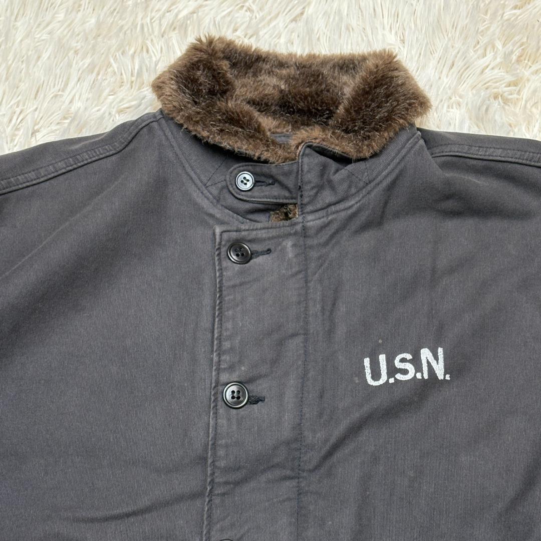 HOUSTON ヒューストン デッキジャケット　N1　黒　IDEALジップ　XL