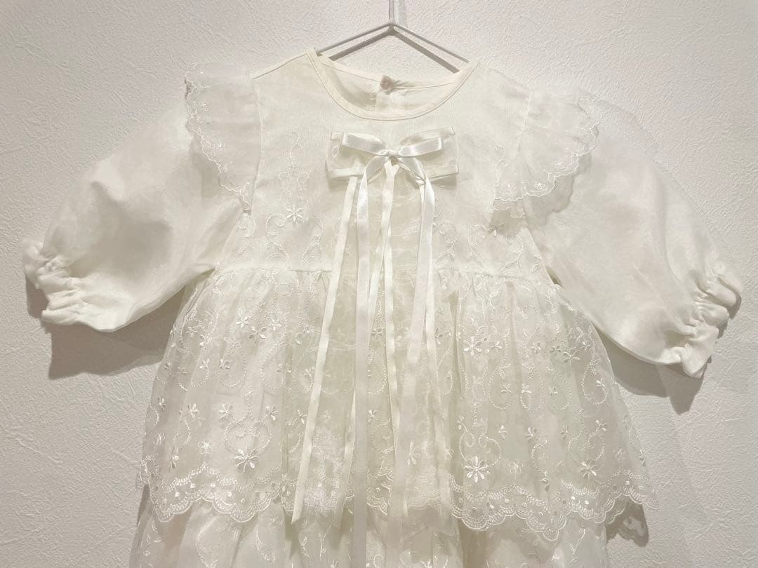超ロングコート ベビー セレモニードレス　オーガンジー　ホワイト 美品 着画あり