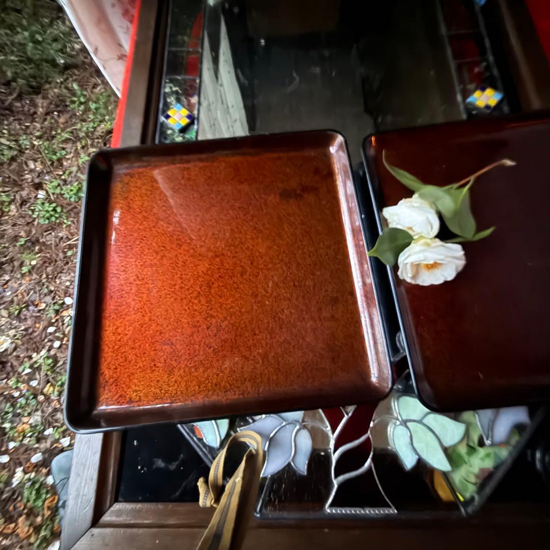 2158様感謝‼️蔵出しJAPAN GOZEN天然木　梨地最高級布着砂子御膳 5客