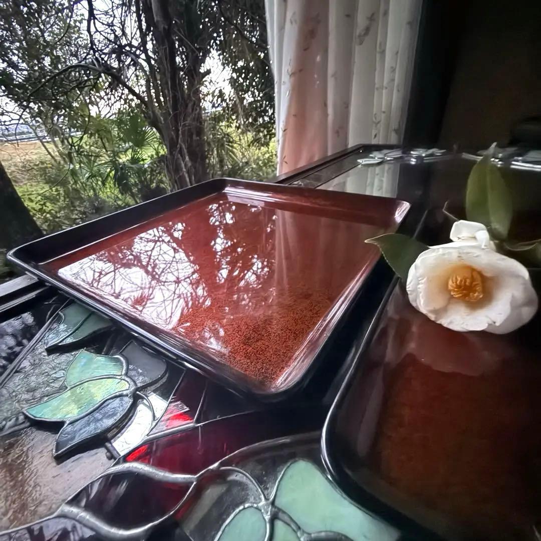 2158様感謝‼️蔵出しJAPAN GOZEN天然木　梨地最高級布着砂子御膳 5客