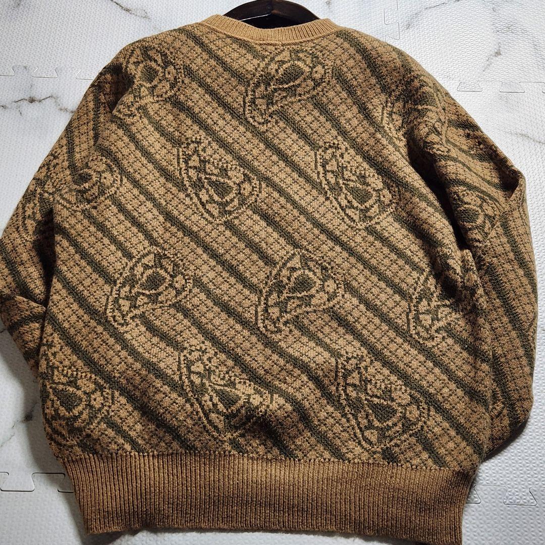 超希少✨XL相当 ジョルジオアルマーニ ニット 総柄 総キャメル ジャガード