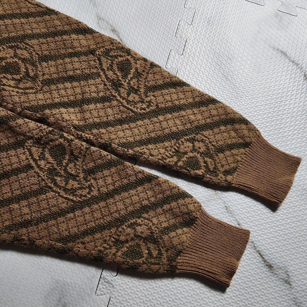 超希少✨XL相当 ジョルジオアルマーニ ニット 総柄 総キャメル ジャガード