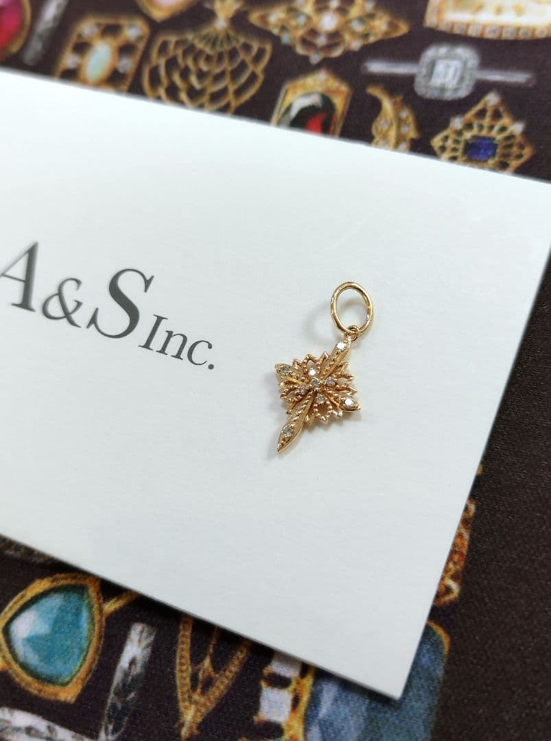 【販売証明書付き】agete クロス チャーム K10 ゴシック