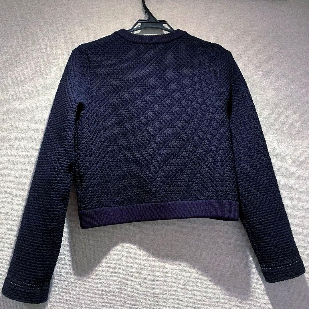 anuans ノーカラーニットジャケット ネイビー　Sサイズ