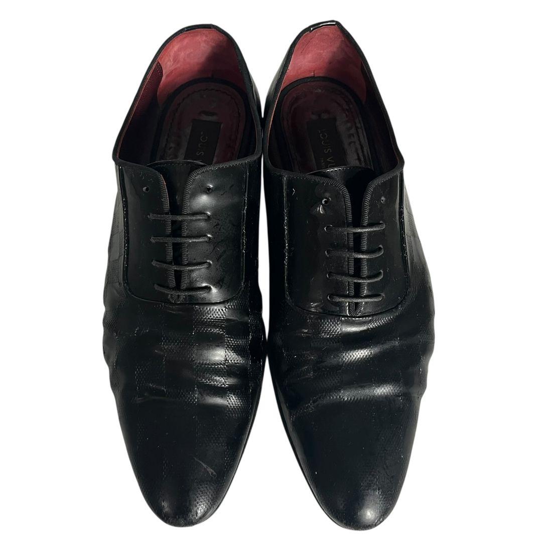 【川越清秀】 ルイヴィトン　ダミエ　ビジネスシューズ　レザー　パンチング