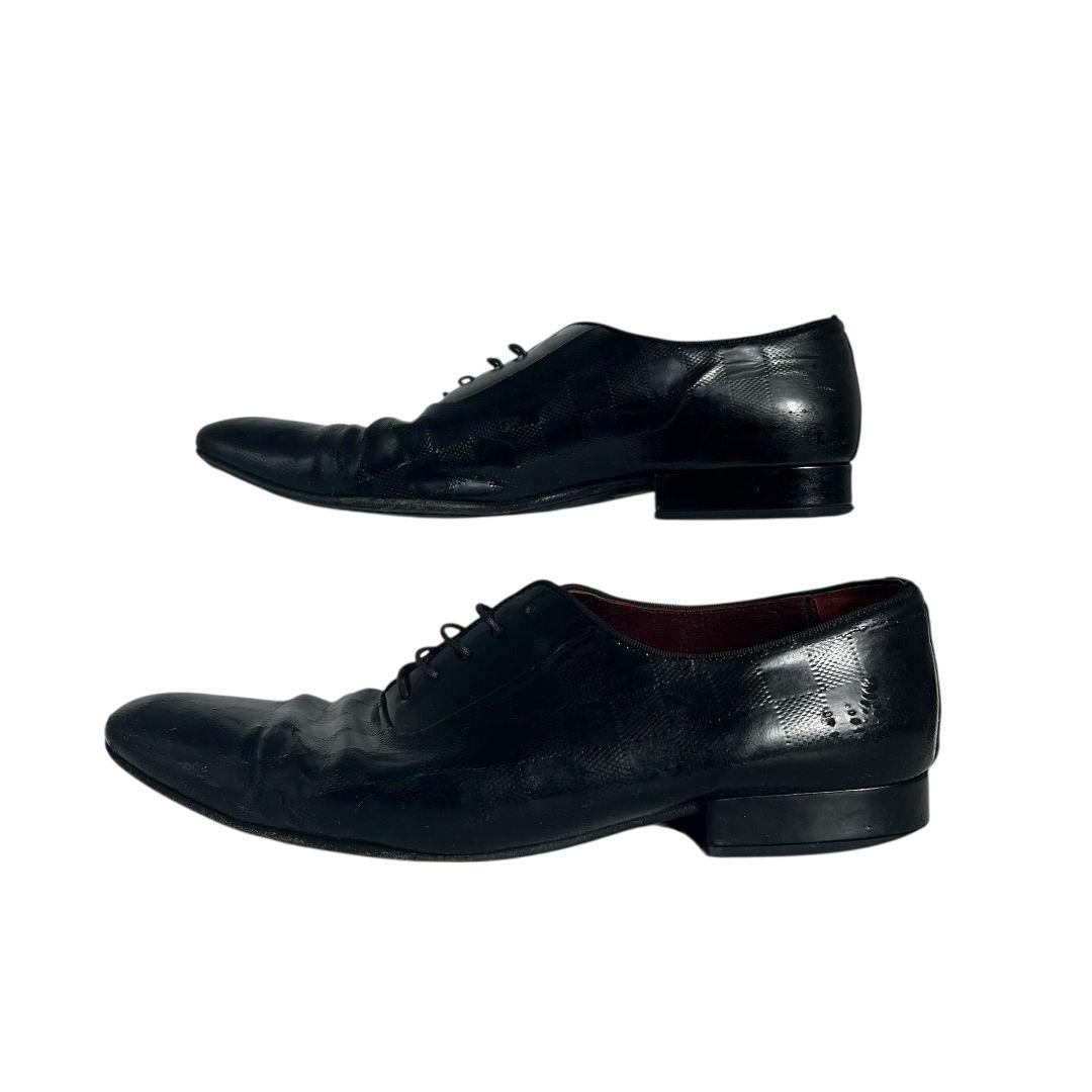 【川越清秀】 ルイヴィトン　ダミエ　ビジネスシューズ　レザー　パンチング