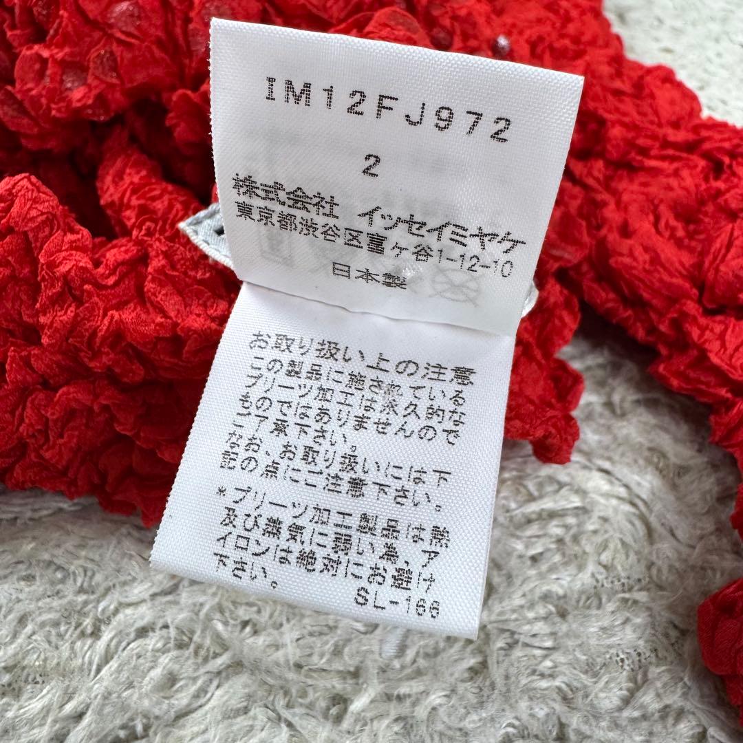希少★ISSEY MIYAKE シワ加工 箔 カットソー 長袖 レッド