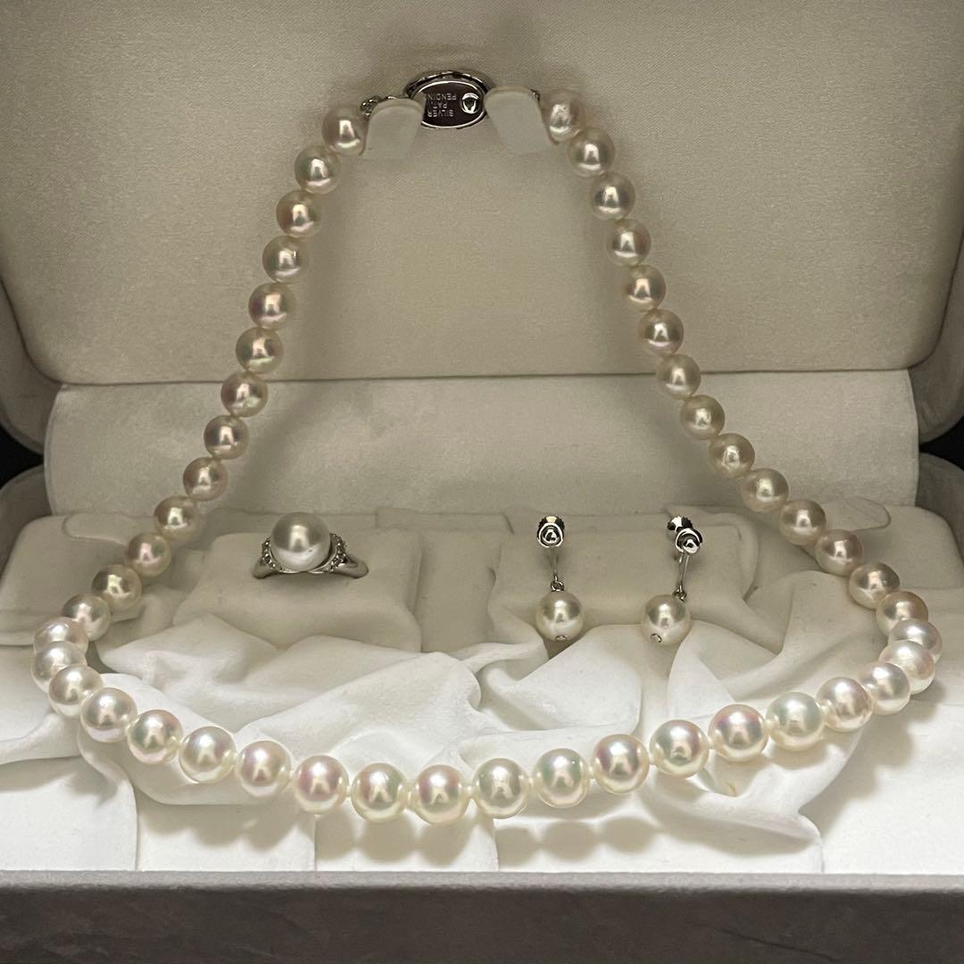 【超大珠✨3点セット】あこや真珠 8.0-8.5 ネックレス イヤリング パール