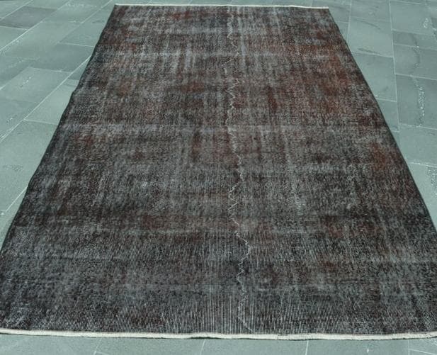 トルコ ヴィンテージラグ989 超大判 レア ダークブラウン オーバーダイラグ
